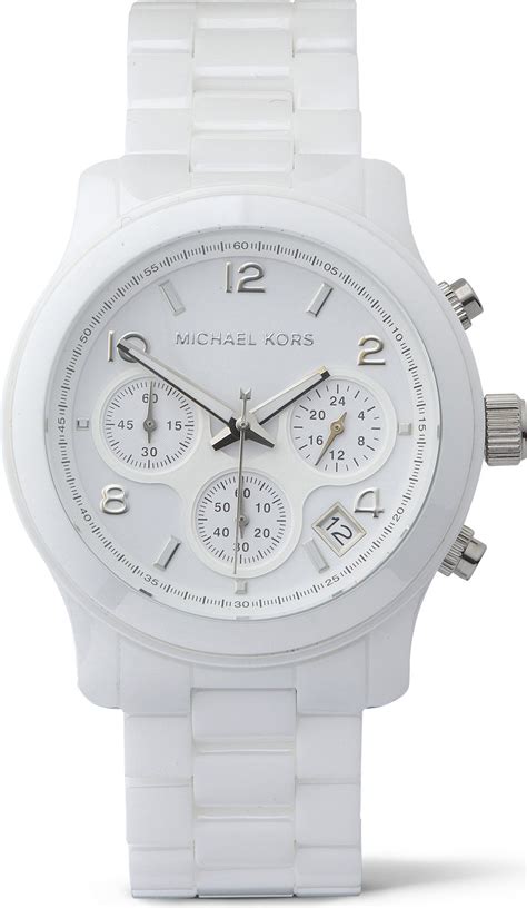 michael kors ceramic chronograph watch white|mk 5896.